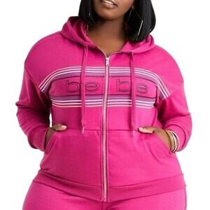 BEBE Stripe Logo Zip Hoodie in Festival Fushia
Size 2X New with Tag MSRP $104